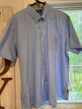 Men’s Barbour dress tartan, tailored fit, short sleeve button down, Size XL